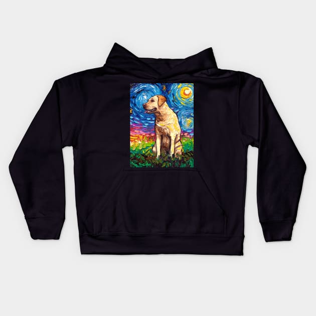 Yellow Labrador Night 2 Kids Hoodie by sagittariusgallery